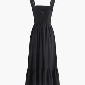 Chic Bow Decor Pleated Midi Dress for Y2K Fashion Lovers and Coquette Aesthetic Enthusiasts