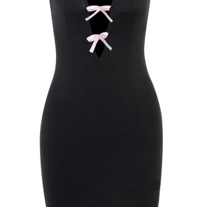 Chic Bow-Tie Cut-Out Strapless Dress for Y2K Fashion Lovers and Coquette Aesthetic Enthusiasts