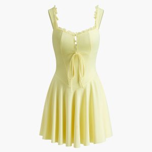 Chic Casual Sleeveless Short Dress - Y2K Aesthetic with Coquette Style Vibes