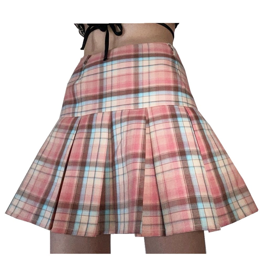 Chic Checkerboard Pastel Mini Skirt - Y2K Fashion Essential for Trendy Summer Outfits