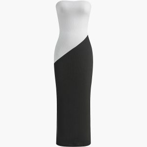 Chic Colorblock Tube Dress - Y2K Aesthetic Fashion for Trendy Outfits