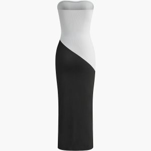 Chic Colorblock Tube Dress - Y2K Aesthetic Fashion for Trendy Outfits