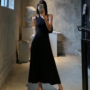 Chic Cutout Backless Knit Dress for Y2K Fashion Lovers - Trendy Aesthetic Style