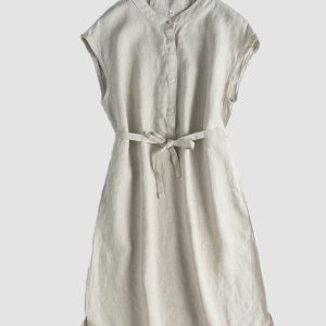 Chic Daisy Linen Dress - Embrace Y2K Aesthetic with Coquette Style and Effortless Elegance