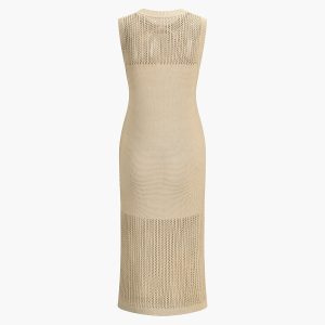 Chic Eyelet Sleeveless Midi Dress for Y2K Fashion Lovers and Coquette Aesthetic Enthusiasts