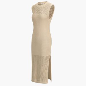 Chic Eyelet Sleeveless Midi Dress for Y2K Fashion Lovers and Coquette Aesthetic Enthusiasts