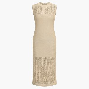 Chic Eyelet Sleeveless Midi Dress for Y2K Fashion Lovers and Coquette Aesthetic Enthusiasts