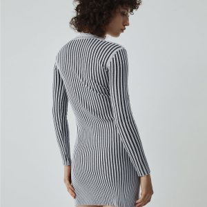 Chic Halter Long Sleeve Sweater Dress for Y2K Fashion Lovers and Coquette Aesthetic Fans