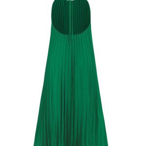 Chic Halter Neck Pleated A-Line Dress for Y2K Fashion and Coquette Aesthetic Styles