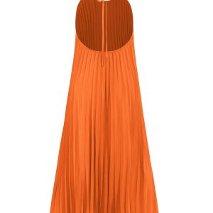 Chic Halter Neck Pleated A-Line Dress for Y2K Fashion and Coquette Aesthetic Styles