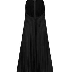 Chic Halter Neck Pleated A-Line Dress for Y2K Fashion and Coquette Aesthetic Styles