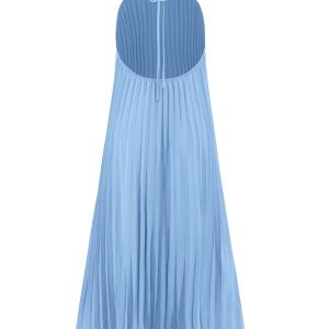 Chic Halter Neck Pleated A-Line Dress for Y2K Fashion and Coquette Aesthetic Styles