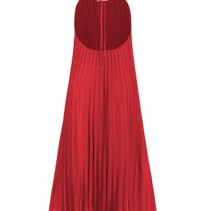 Chic Halter Neck Pleated A-Line Dress for Y2K Fashion and Coquette Aesthetic Styles