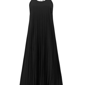 Chic Halter Neck Pleated A-Line Dress for Y2K Fashion and Coquette Aesthetic Styles