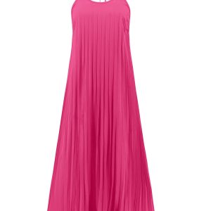 Chic Halter Neck Pleated A-Line Dress for Y2K Fashion and Coquette Aesthetic Styles