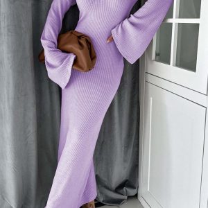 Chic Knitted Bell Sleeve Mermaid Dress for Y2K Fashion Lovers and Coquette Aesthetic Enthusiasts