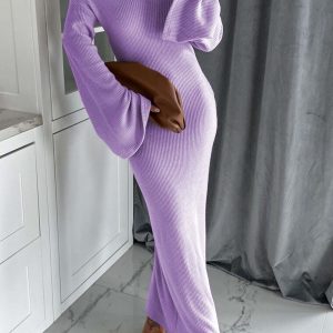 Chic Knitted Bell Sleeve Mermaid Dress for Y2K Fashion Lovers and Coquette Aesthetic Enthusiasts