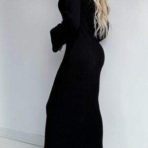 Chic Knitted Bell Sleeve Mermaid Dress for Y2K Fashion Lovers and Coquette Aesthetic Enthusiasts