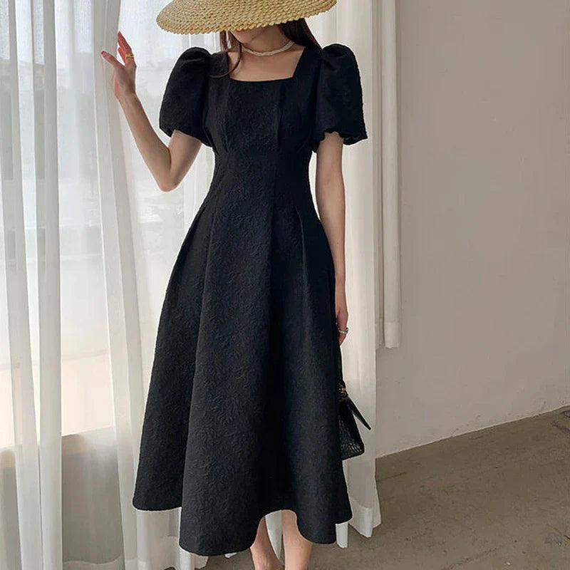 Chic Korean Chiffon Midi Dress 2023 - Y2K Aesthetic Summer Fashion for Effortless Elegance