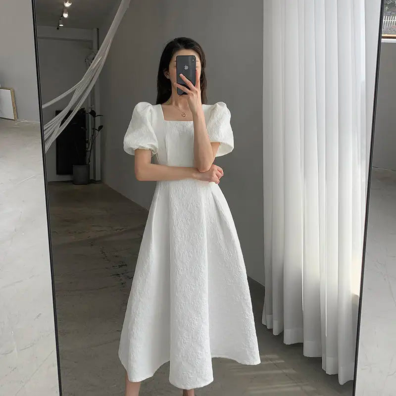 Chic Korean Chiffon Midi Dress 2023 - Y2K Aesthetic Summer Fashion for Effortless Elegance