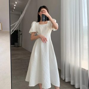 Chic Korean Chiffon Midi Dress 2023 - Y2K Aesthetic Summer Fashion for Effortless Elegance