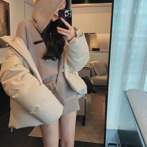 Chic Korean Fashion Loose Hooded Knitted Sweater - Elegant Casual Pullover for Fall/Winter