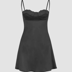 Chic Leisurely Lace Cami Dress for Y2K Aesthetic and Coquette Style Outfits