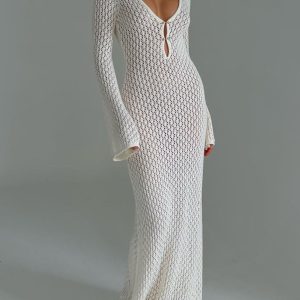 Chic Long Sleeve Open Back Dress - Perfect for Y2K Fashion and Coquette Aesthetic Looks