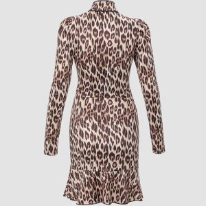 Chic Longing Leopard Tea Dress - Y2K Aesthetic with Coquette Style and Vintage Charm