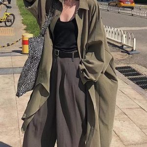 Chic Loose Casual Long-Sleeved Shirt Jacket for Y2K Aesthetic Outfits and Grunge Style