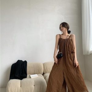 Chic Loose Open Back Maxi Sleeveless Jumpsuit for Effortless Y2K Aesthetic Style