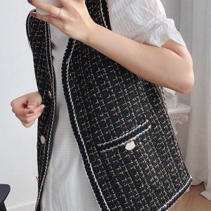 Chic Loose Split-Joint Knitting Vest Top for Y2K Fashion and Coquette Aesthetic Styles