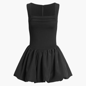 Chic Low Cut Square Neck Mini Dress - Y2K Aesthetic Fashion for Effortless Style