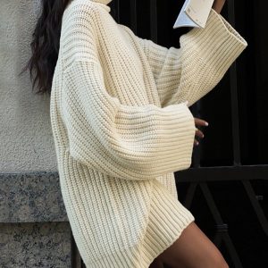 Chic Minimalist Turtleneck Short Sweater Dress for Effortless Y2K Style