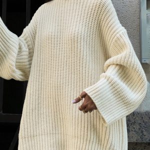 Chic Minimalist Turtleneck Short Sweater Dress for Effortless Y2K Style