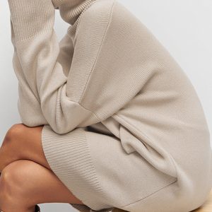 Chic Minimalist Turtleneck Short Sweater Dress for Y2K Aesthetic Fashion Lovers