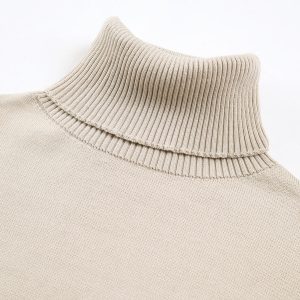 Chic Minimalist Turtleneck Short Sweater Dress for Y2K Aesthetic Fashion Lovers