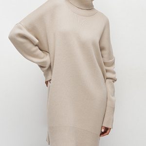 Chic Minimalist Turtleneck Short Sweater Dress for Y2K Aesthetic Fashion Lovers