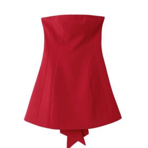 Chic Off-Shoulder Back Bow Mini Dress for Y2K Fashion Lovers and Coquette Aesthetic Enthusiasts