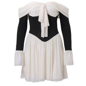 Chic Off Shoulder Bow Corset Dress for Y2K Fashion Lovers and Coquette Aesthetic Enthusiasts