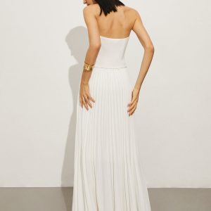 Chic Off-Shoulder Pleated Dress for Y2K Aesthetic & Coquette Style Fashion Lovers