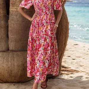 Chic One-Shoulder Printed Dress for Women - Y2K Aesthetic Resort Style Fashion