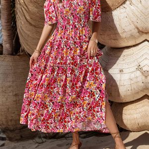 Chic One-Shoulder Printed Dress for Women - Y2K Aesthetic Resort Style Fashion