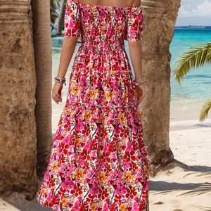 Chic One-Shoulder Printed Dress for Women - Y2K Aesthetic Resort Style Fashion