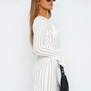 Chic Open Back Mini Knit Dress - Y2K Aesthetic with Coquette Style Vibes