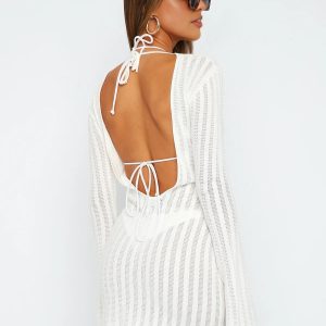 Chic Open Back Mini Knit Dress - Y2K Aesthetic with Coquette Style Vibes