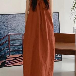 Chic Open Back Sleeveless Linen Dress for Effortless Y2K Style and Coquette Aesthetic