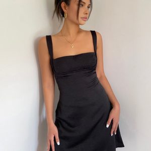 Chic Open Back Sleeveless Mini Dress - Perfect for Y2K Fashion & Coquette Aesthetic