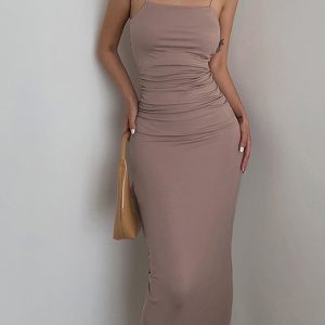 Chic Open Back Twist Midi Dress for Y2K Fashion Lovers - Perfect for Coquette Aesthetic