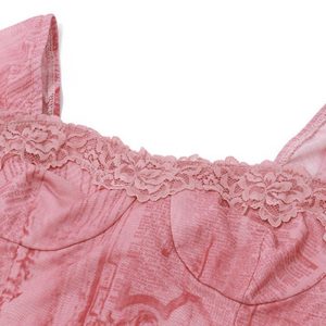 Chic Pink Renaissance Print Dress for Y2K Aesthetic and Coquette Style Outfits